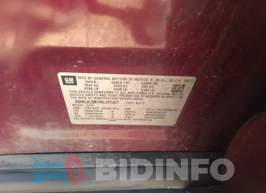 3GNCJLSB7HL247421 Photo# 9