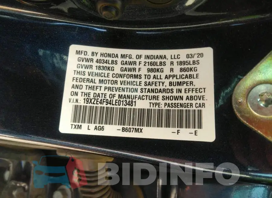 19XZE4F94LE013481 Photo# 9