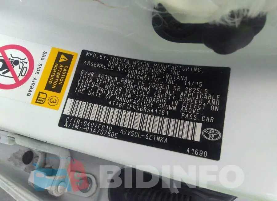 4T4BF1FK6GR541161 Photo# 9