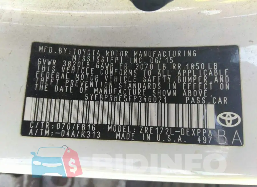 5YFBPRHE5FP346021 Photo# 9