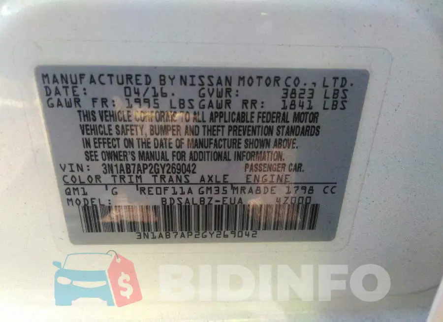 3N1AB7AP2GY269042 Photo# 9