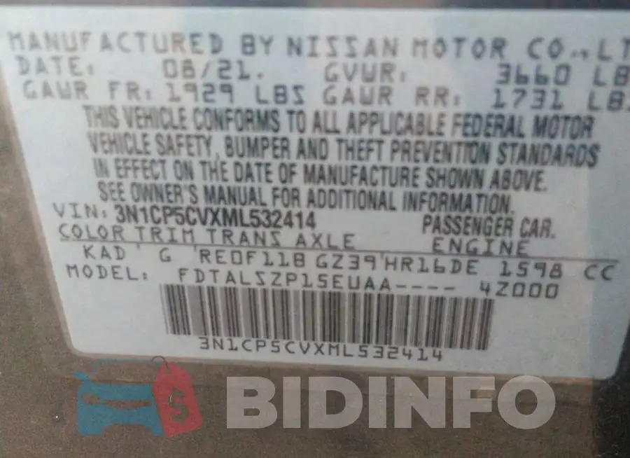 3N1CP5CVXML532414 Photo# 9