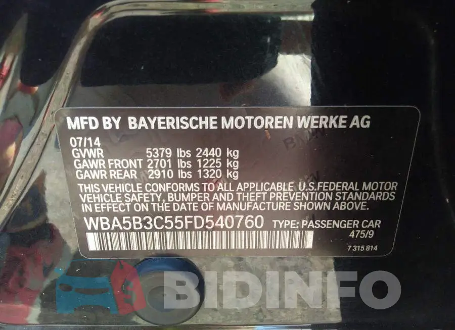 WBA5B3C55FD540760 Photo# 9