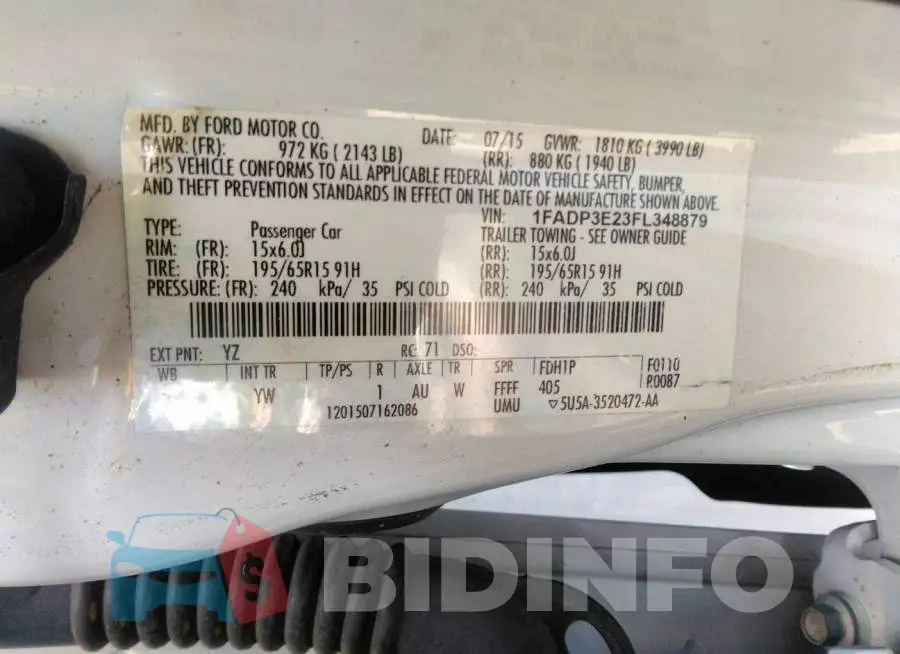 1FADP3E23FL348879 Photo# 9