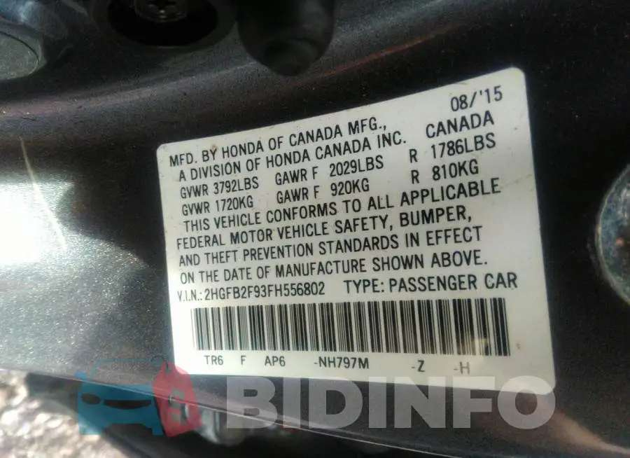 2HGFB2F93FH556802 Photo# 9
