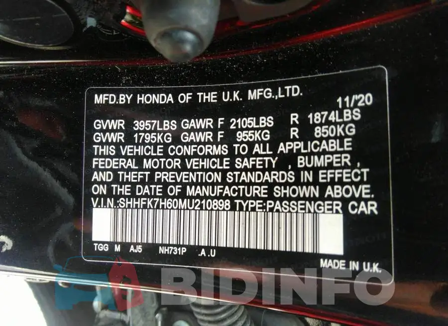 SHHFK7H60MU210898 Photo# 9