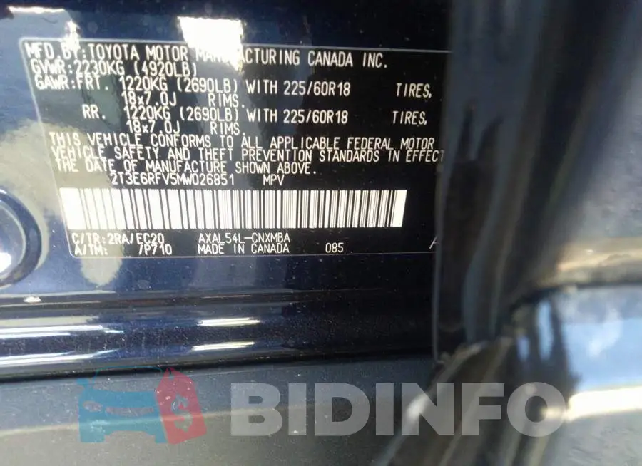 2T3E6RFV5MW026851 Photo# 9