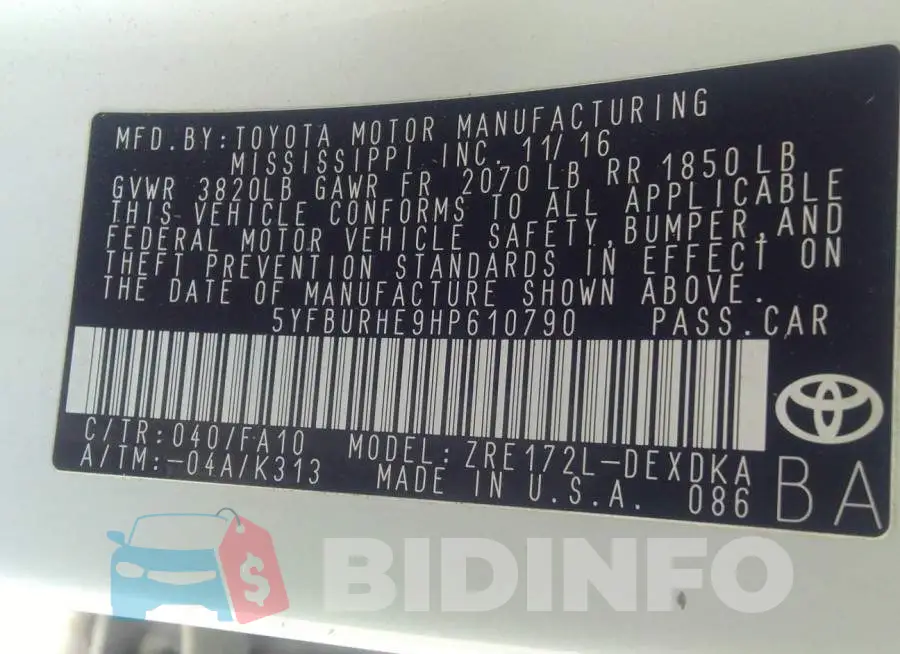 5YFBURHE9HP610790 Photo# 9