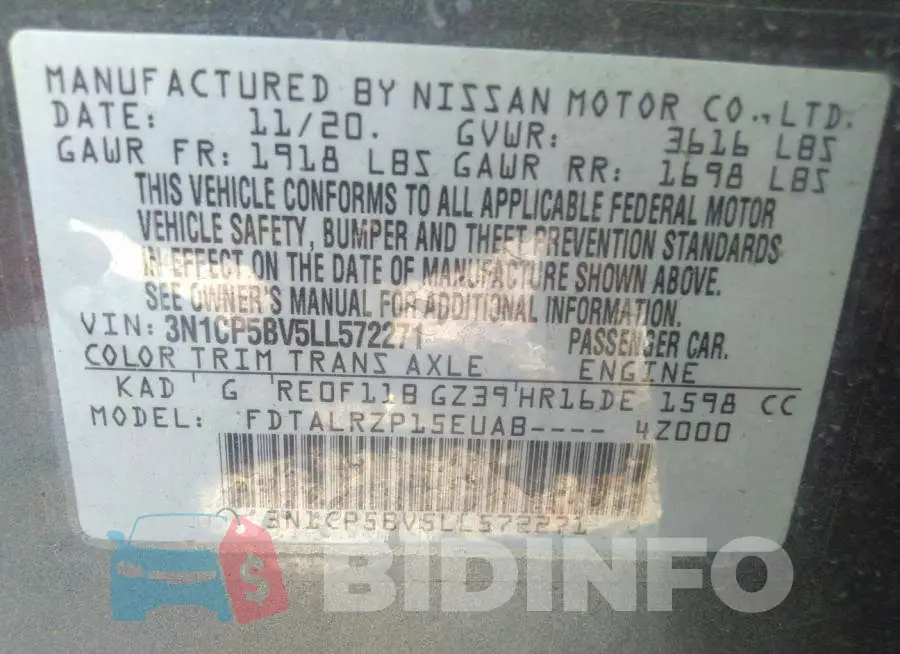 3N1CP5BV5LL572271 Photo# 9