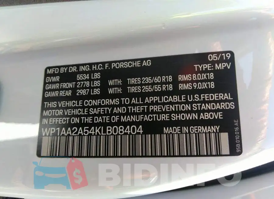 WP1AA2A54KLB08404 Photo# 9