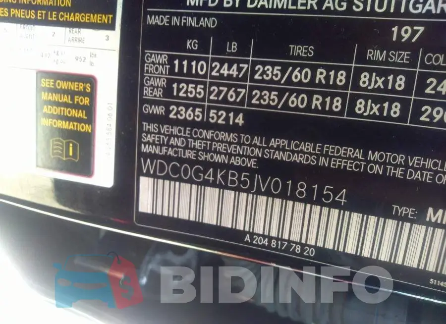 WDC0G4KB5JV018154 Photo# 9