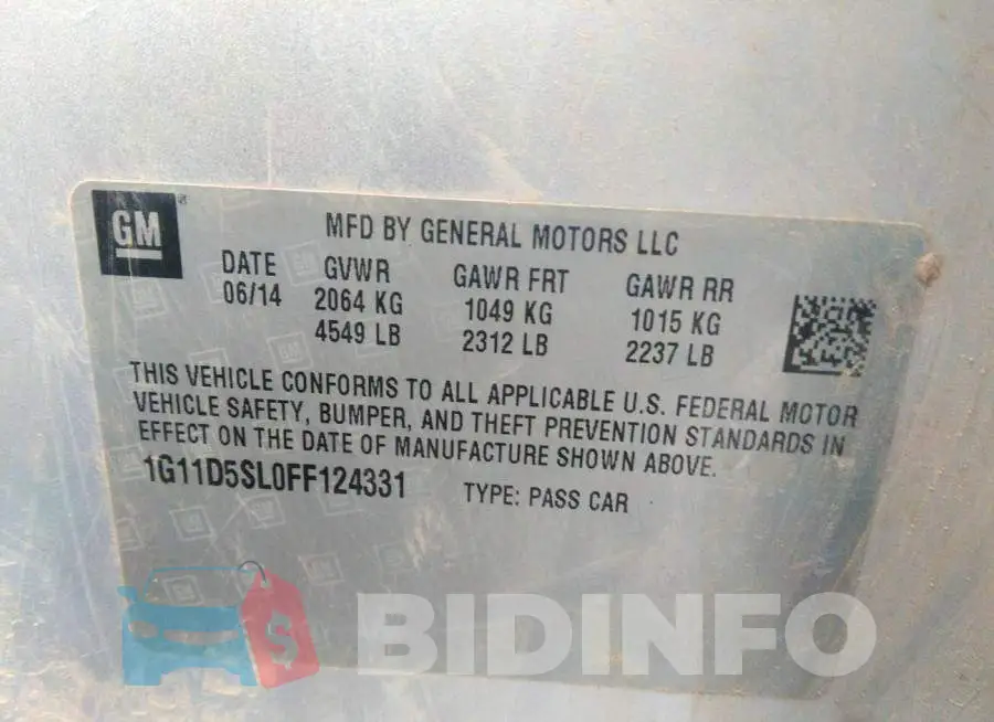 1G11D5SL0FF124331 Photo# 9