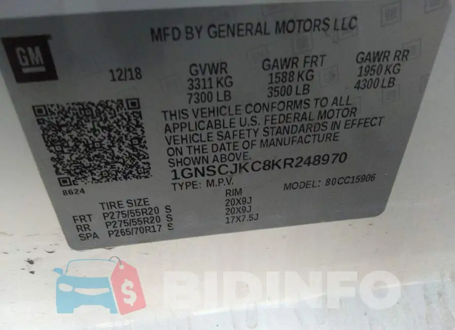 1GNSCJKC8KR248970 Photo# 9