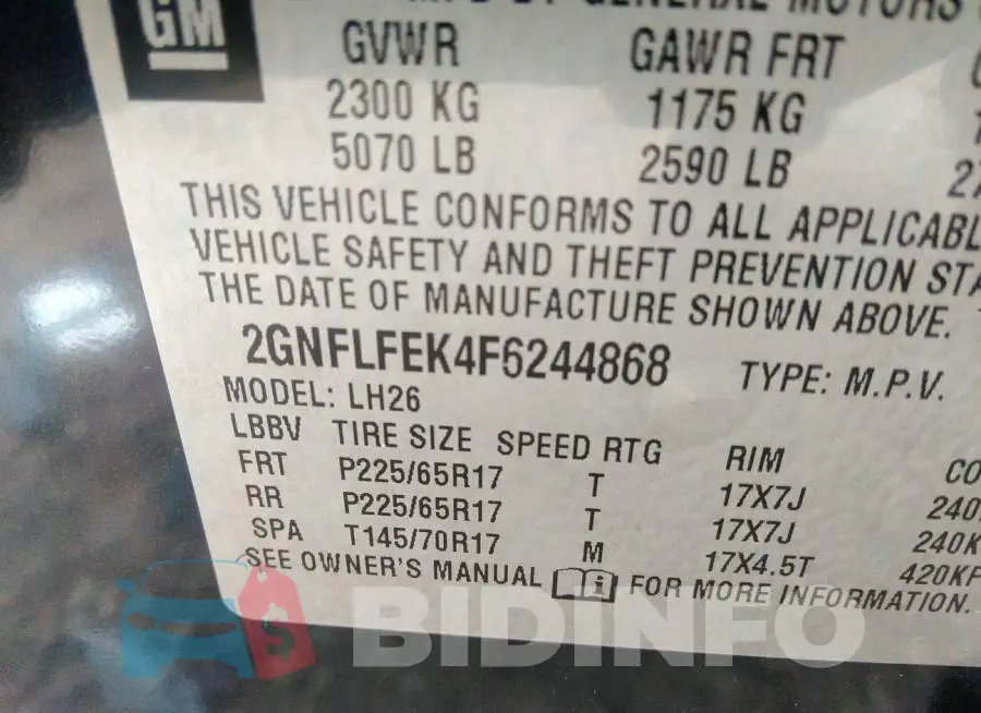 2GNFLFEK4F6244868 Photo# 9