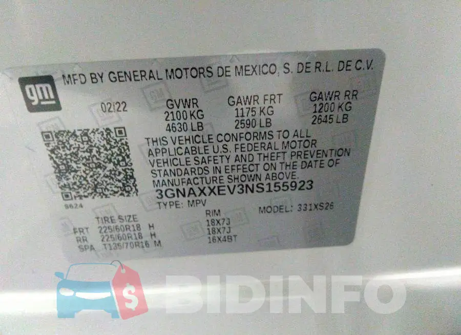 3GNAXXEV3NS155923 Photo# 9