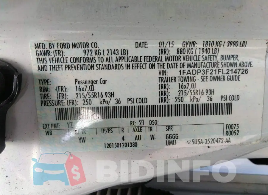 1FADP3F21FL214726 Photo# 9