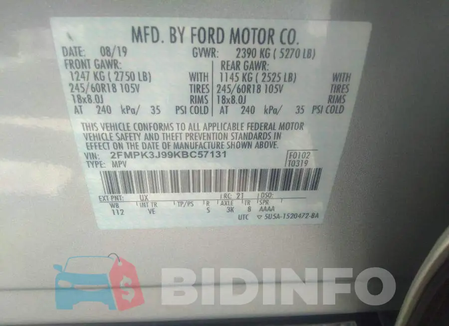 2FMPK3J99KBC57131 Photo# 9