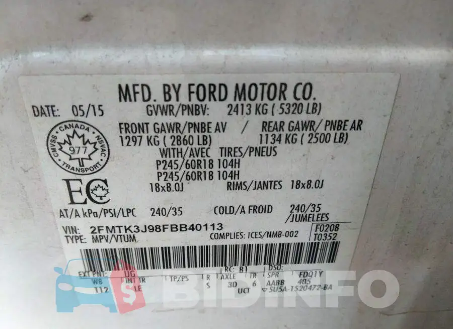 2FMTK3J98FBB40113 Photo# 9