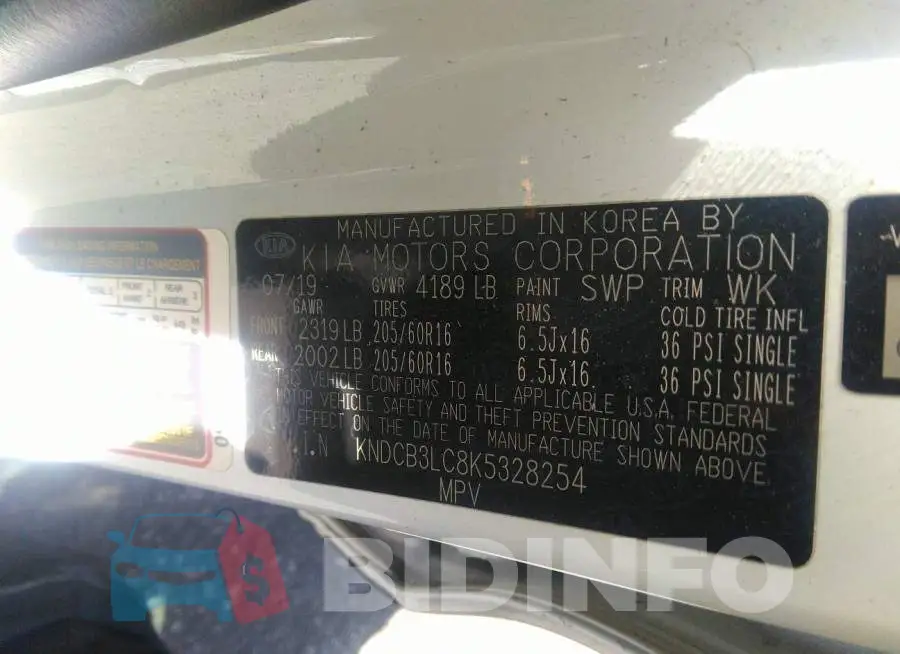 KNDCB3LC8K5328254 Photo# 9