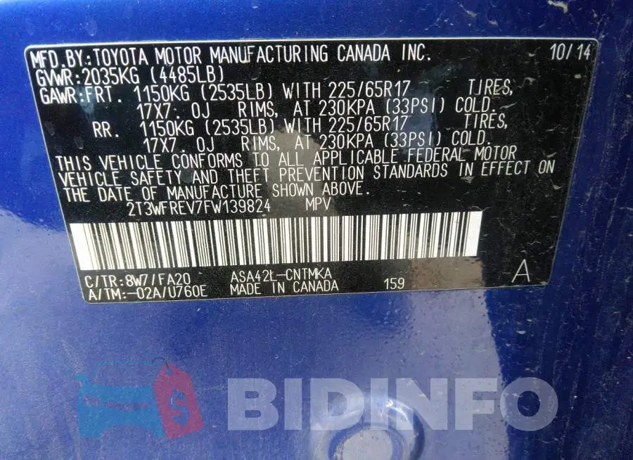 2T3WFREV7FW139824 Photo# 9