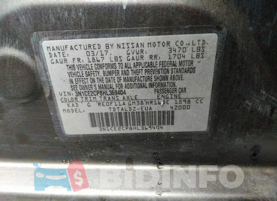 3N1CE2CP8HL369404 Photo# 9