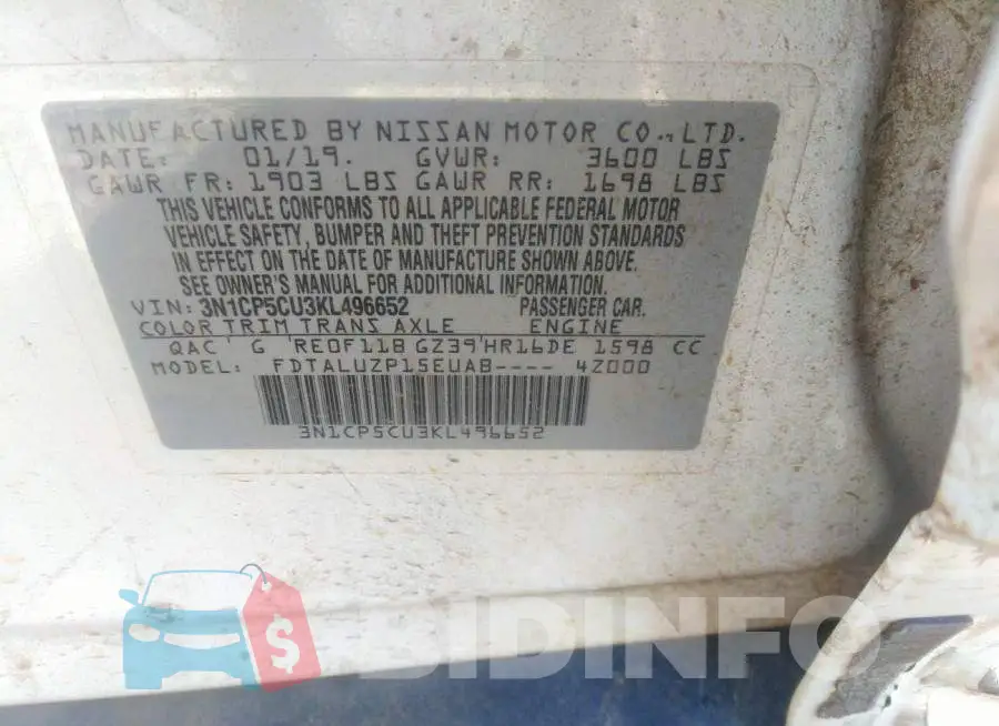 3N1CP5CU3KL496652 Photo# 9
