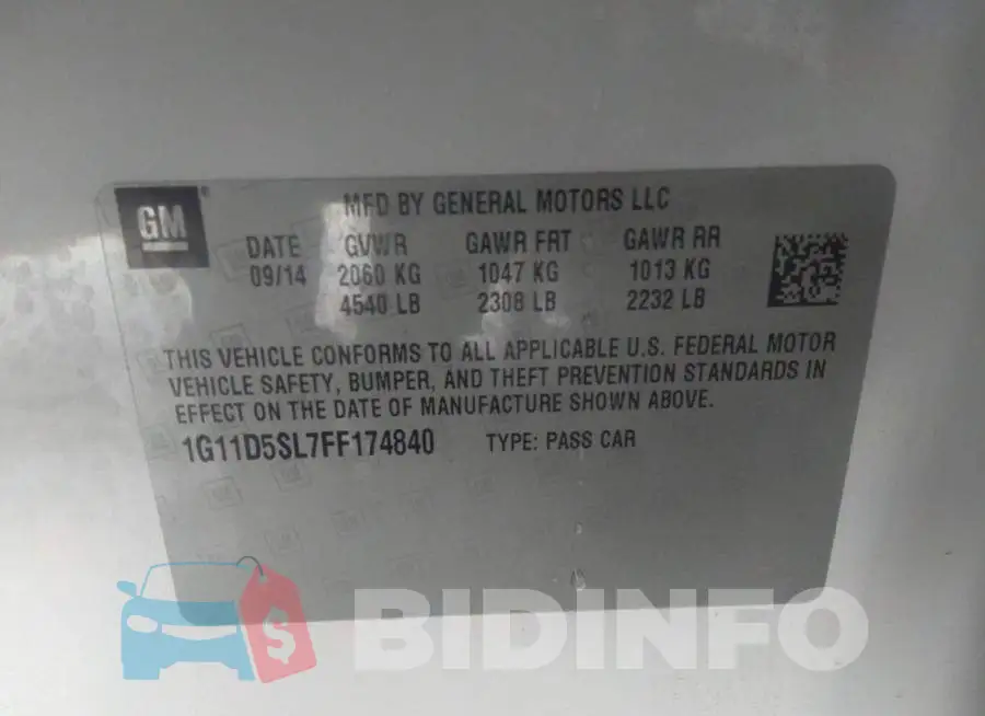 1G11D5SL7FF174840 Photo# 9