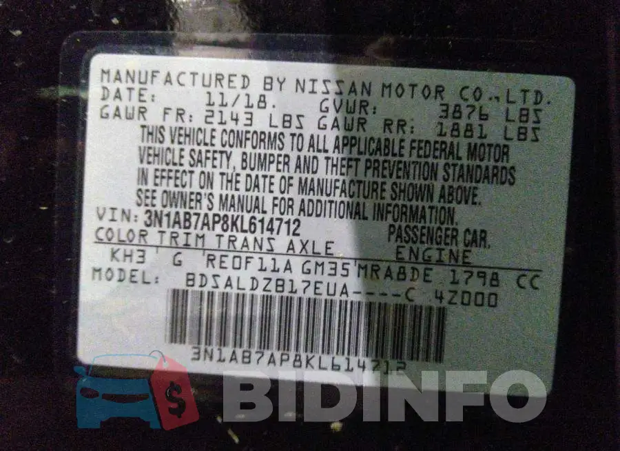 3N1AB7AP8KL614712 Photo# 9