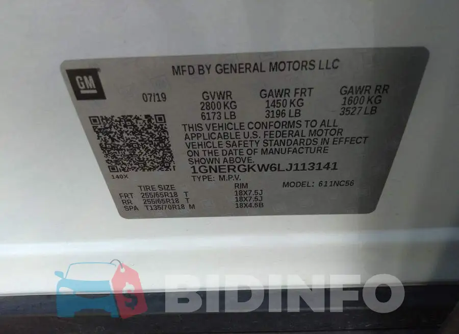 1GNERGKW6LJ113141 Photo# 9