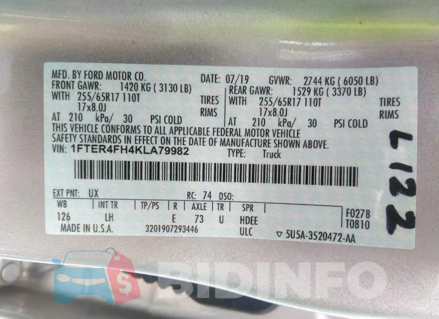 1FTER4FH4KLA79982 Photo# 9