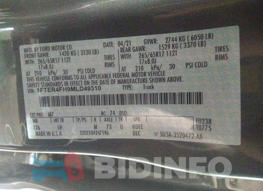 1FTER4FH9MLD49310 Photo# 9