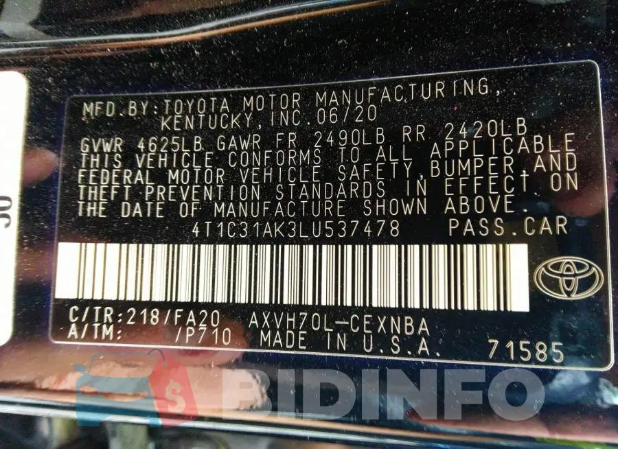 4T1C31AK3LU537478 Photo# 9