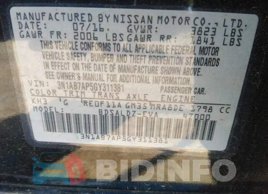 3N1AB7AP5GY311381 Photo# 9