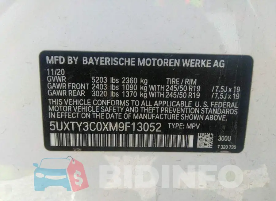 5UXTY3C0XM9F13052 Photo# 9