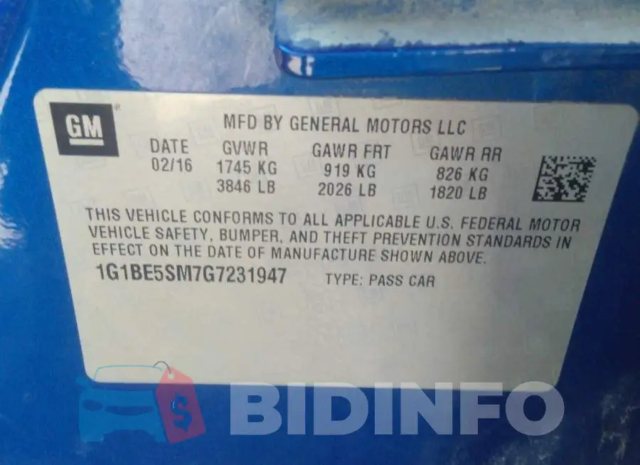1G1BE5SM7G7231947 Photo# 9