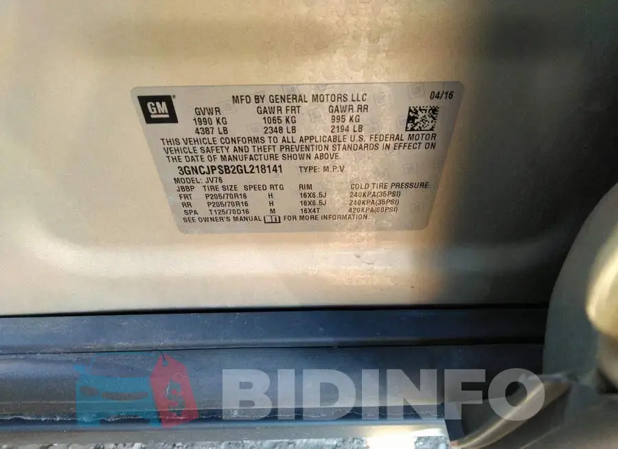 3GNCJPSB2GL218141 Photo# 9