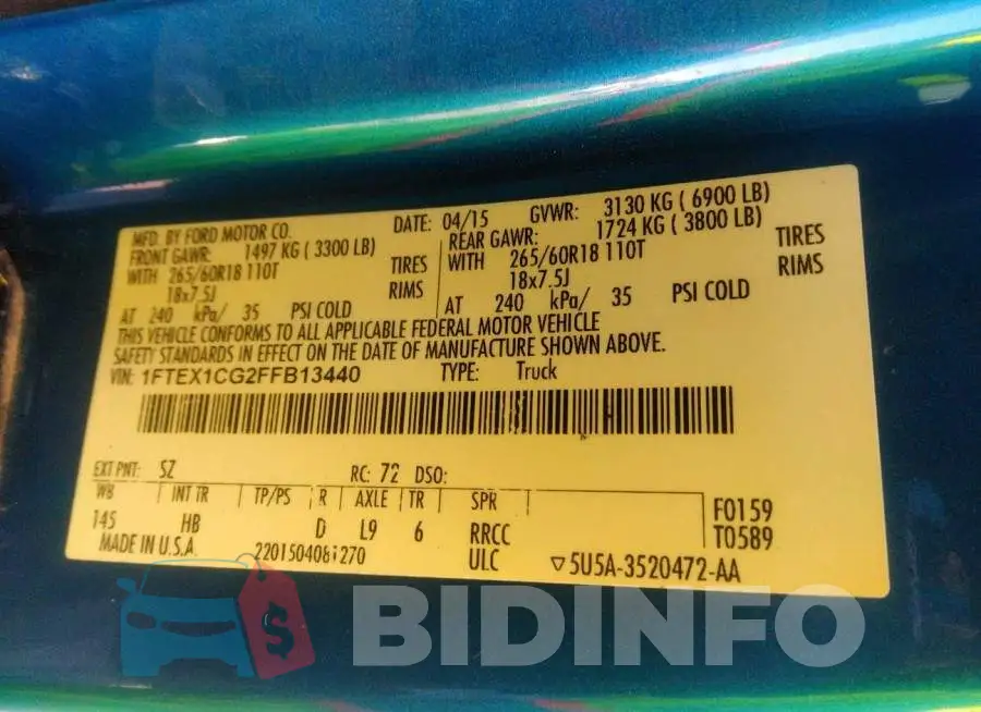 1FTEX1CG2FFB13440 Photo# 9