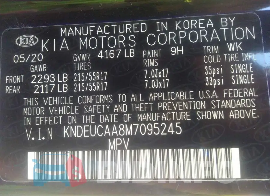 KNDEUCAA8M7095245 Photo# 9