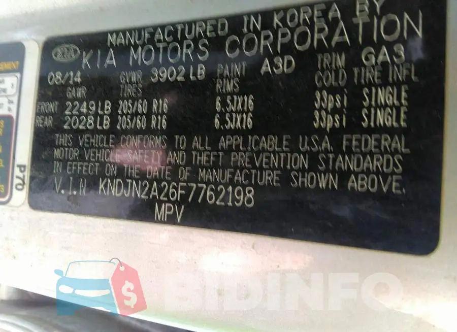 KNDJN2A26F7762198 Photo# 9