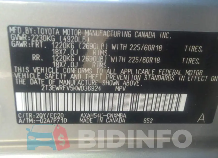 2T3EWRFV5KW036924 Photo# 9
