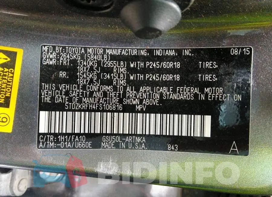 5TDZKRFH4FS106816 Photo# 9