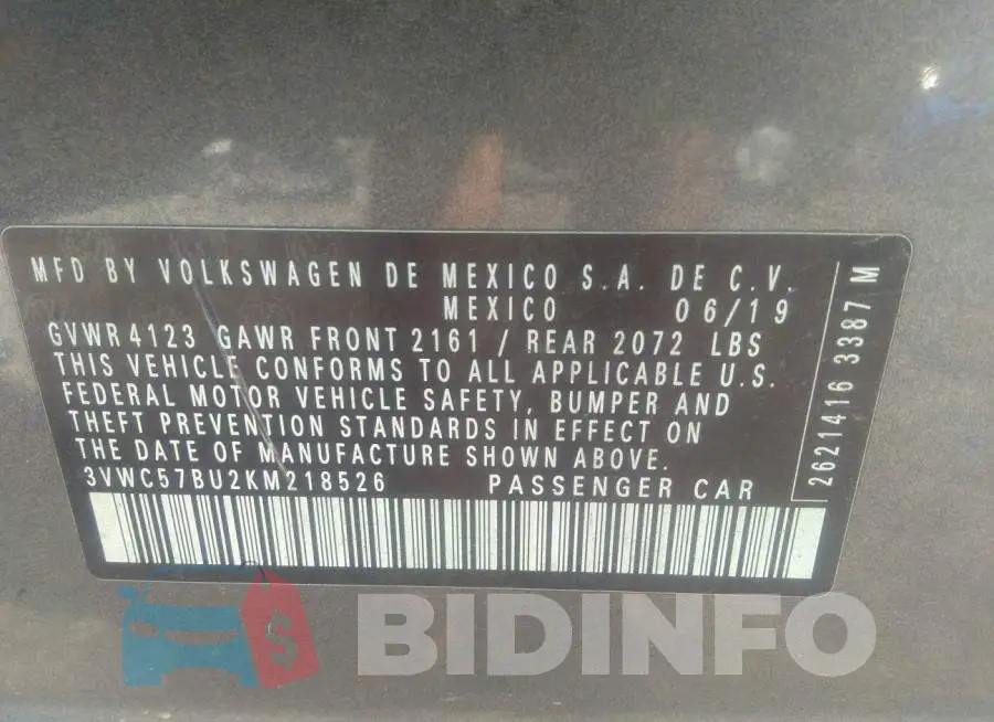 3VWC57BU2KM218526 Photo# 9