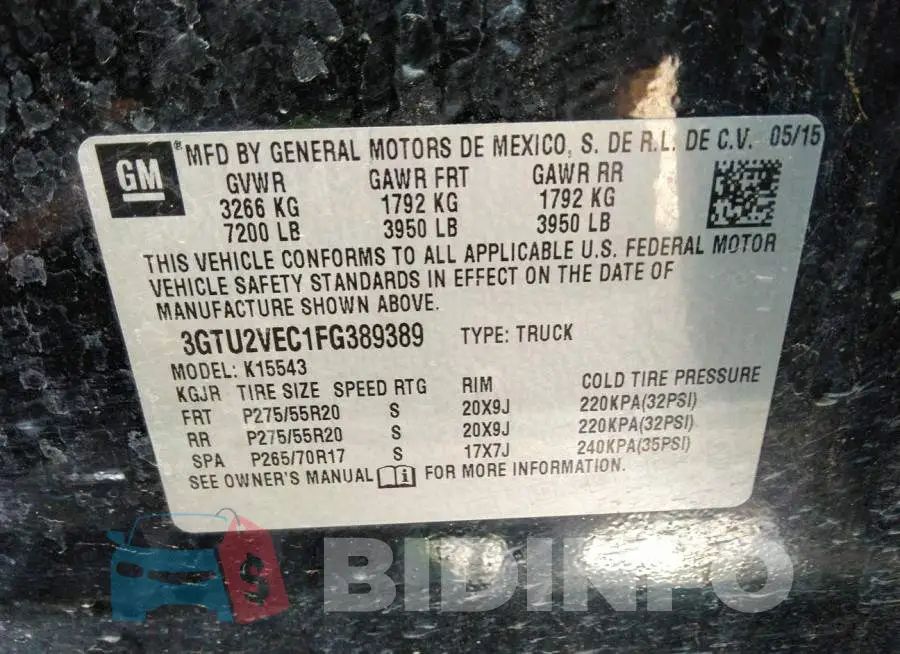 3GTU2VEC1FG389389 Photo# 9