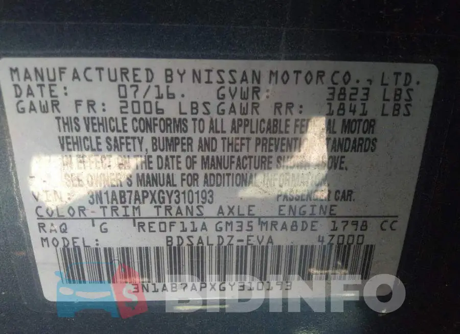 3N1AB7APXGY310193 Photo# 9