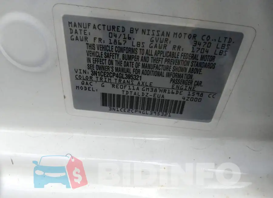 3N1CE2CP4GL395321 Photo# 9