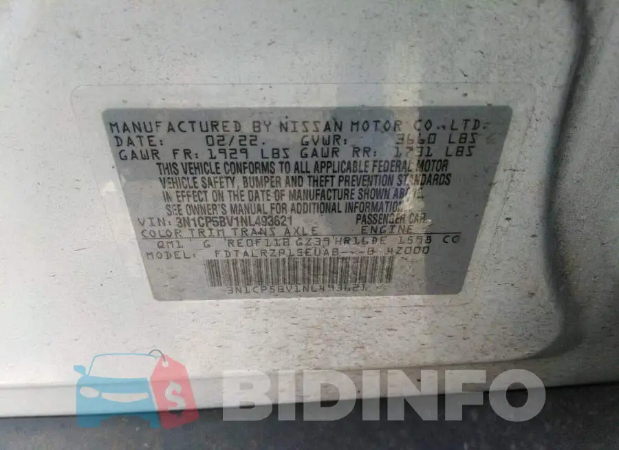 3N1CP5BV1NL493621 Photo# 9