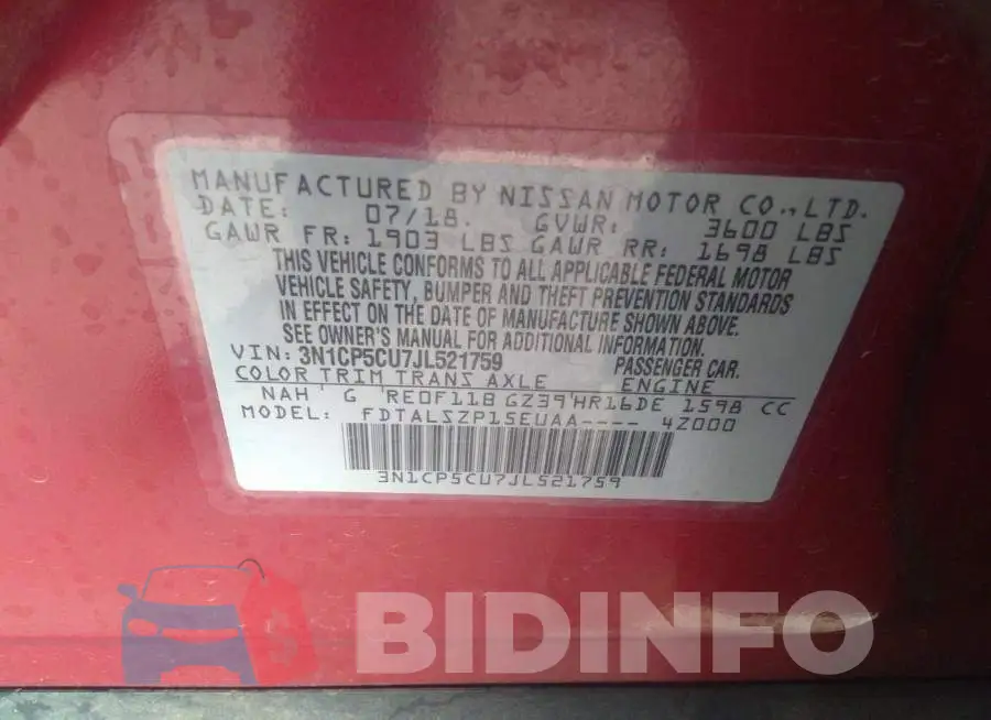 3N1CP5CU7JL521759 Photo# 9