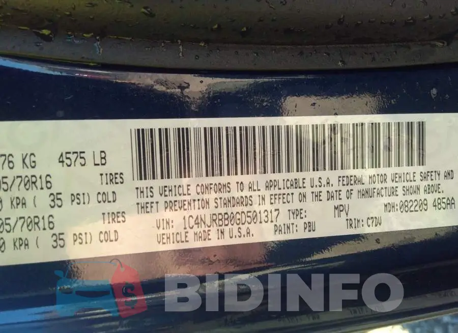 1C4NJRBB0GD501317 Photo# 9