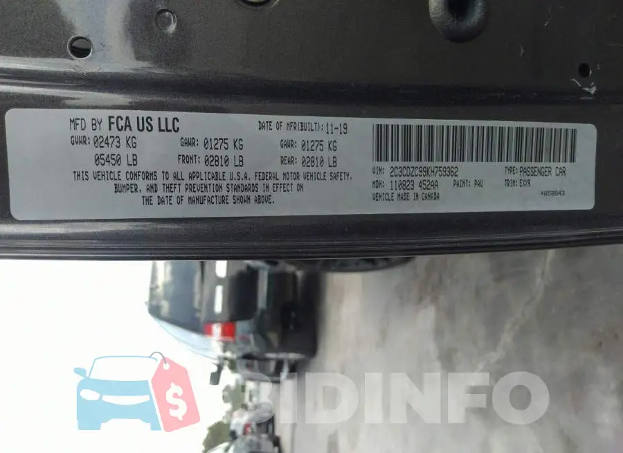 2C3CDZC99KH759362 Photo# 9