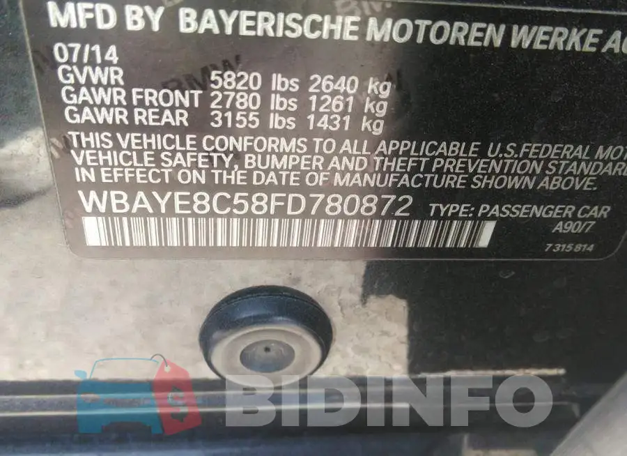 WBAYE8C58FD780872 Photo# 9